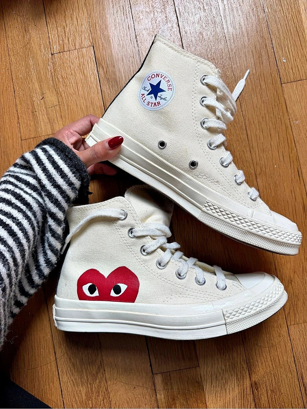 Converse Chuck 70 Comme des Garçons PLAY High Top Sneakers Cream US 4